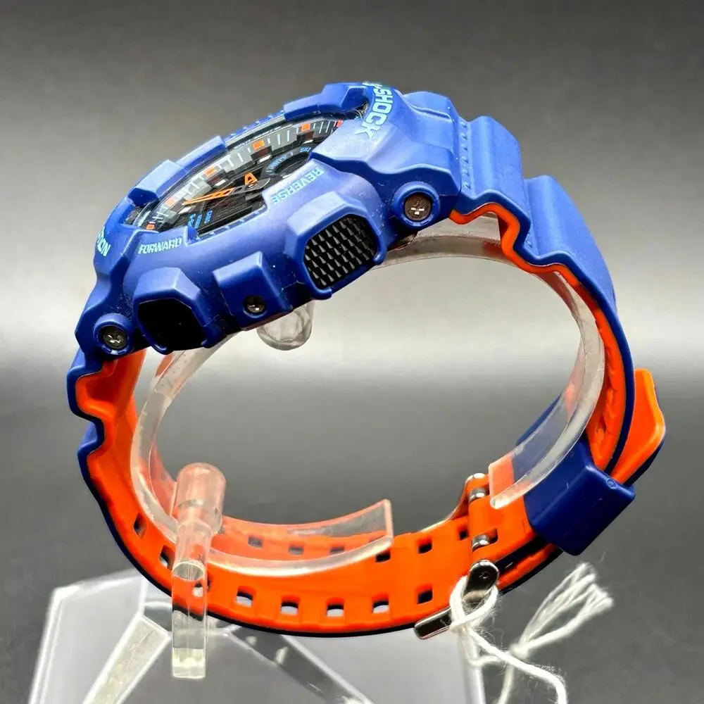 Casio G-Shock GA100L-2A Military Blue Orange Band Men's Analog-Digital Watch
